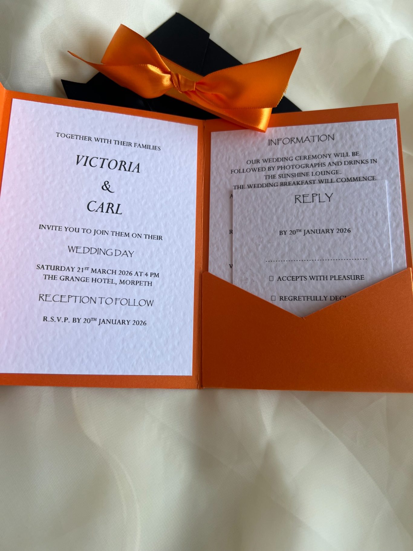 Invitation, guest information, reply card/envelope £4.50