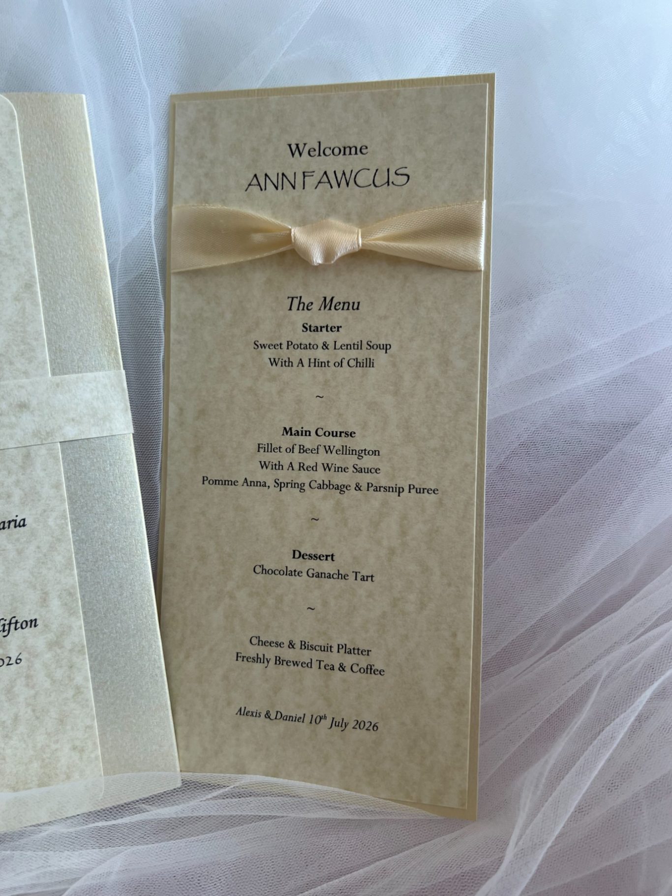 Personalised menu £2.50