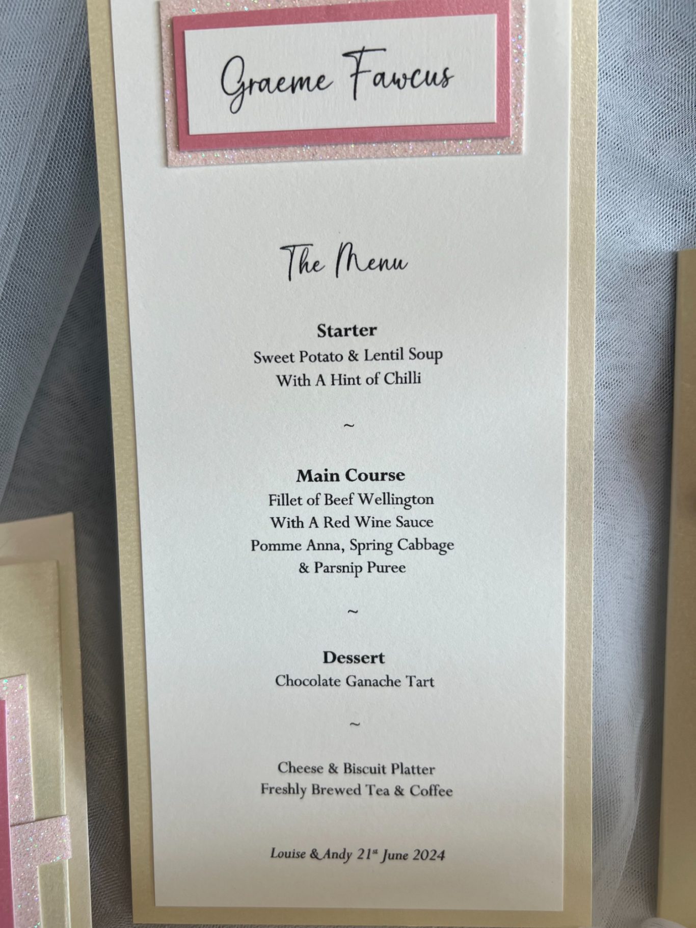 Personal menu card £2.50