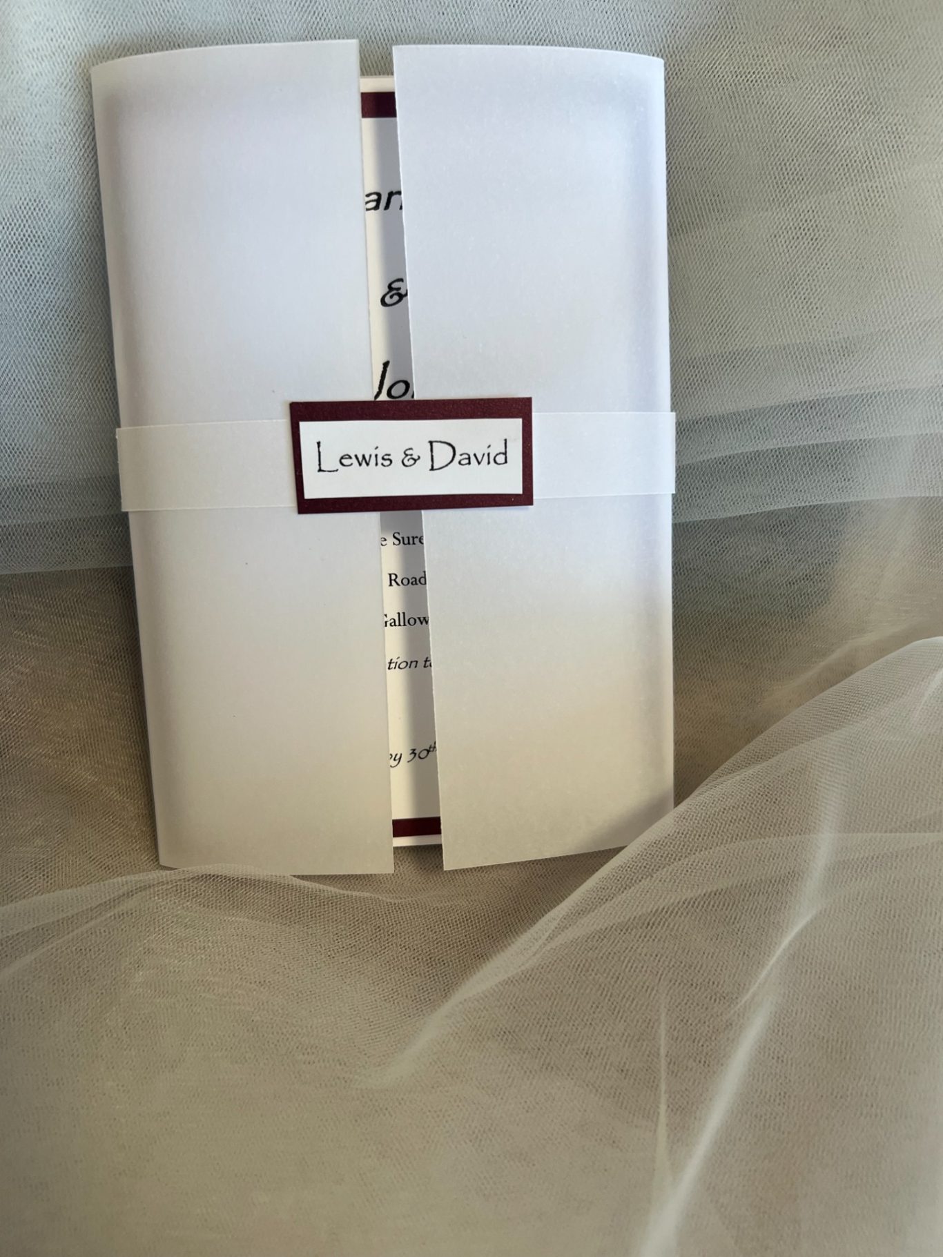 Vellum Bundle in extra smooth white on burgundy trim