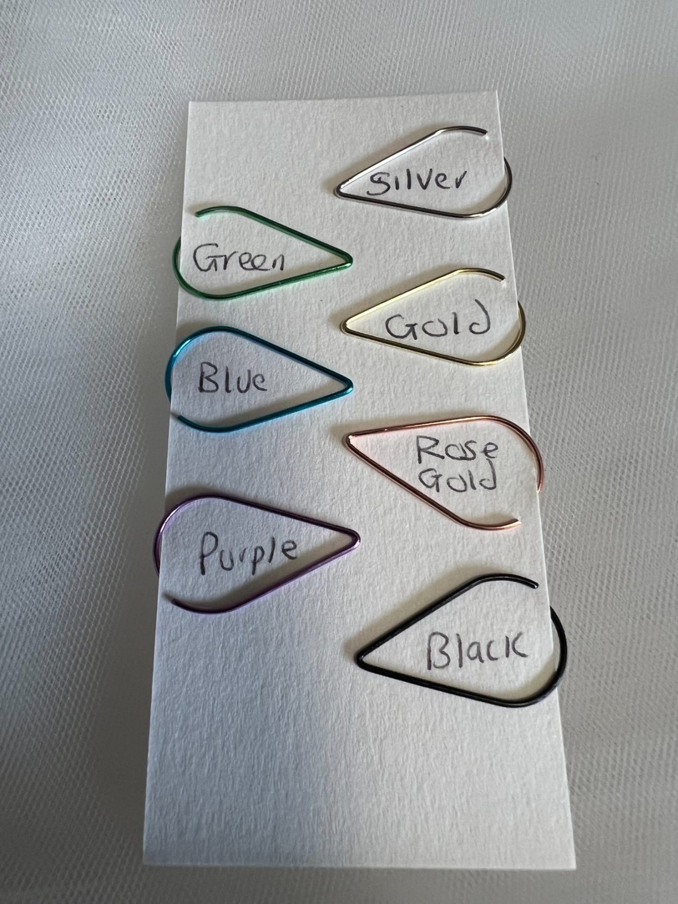 Selection of coloured clips to choose