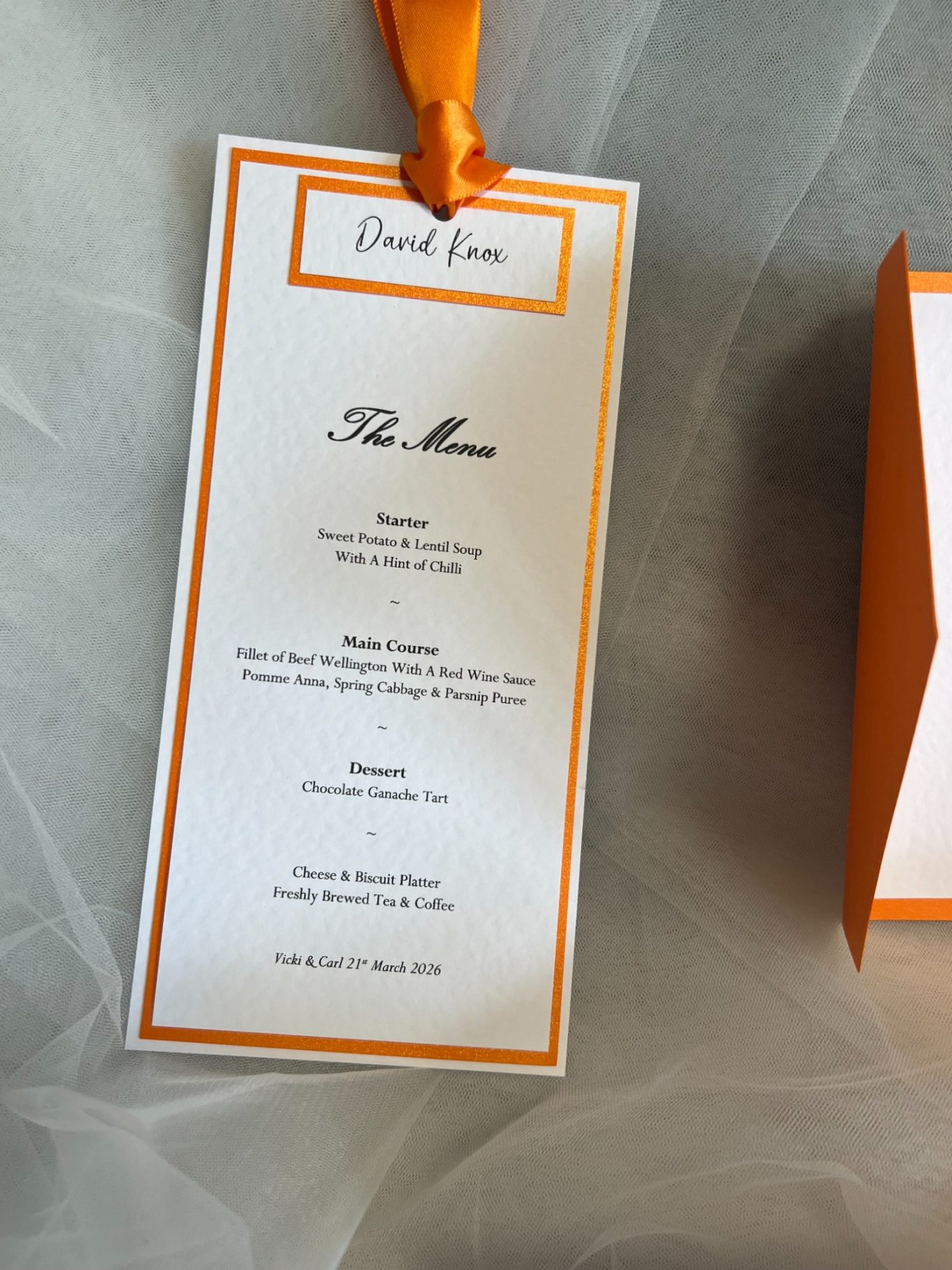 Personalised menu card £2.50