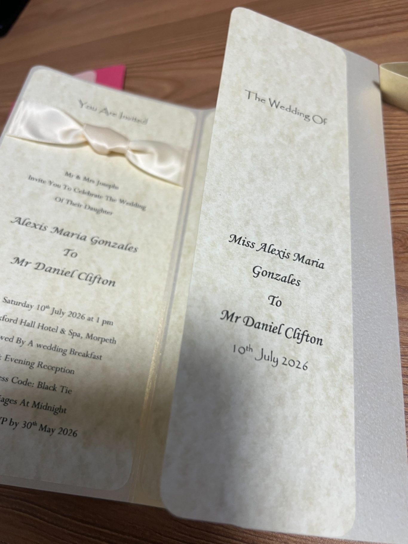 Invitation, guest information, reply card/envelope £4.50