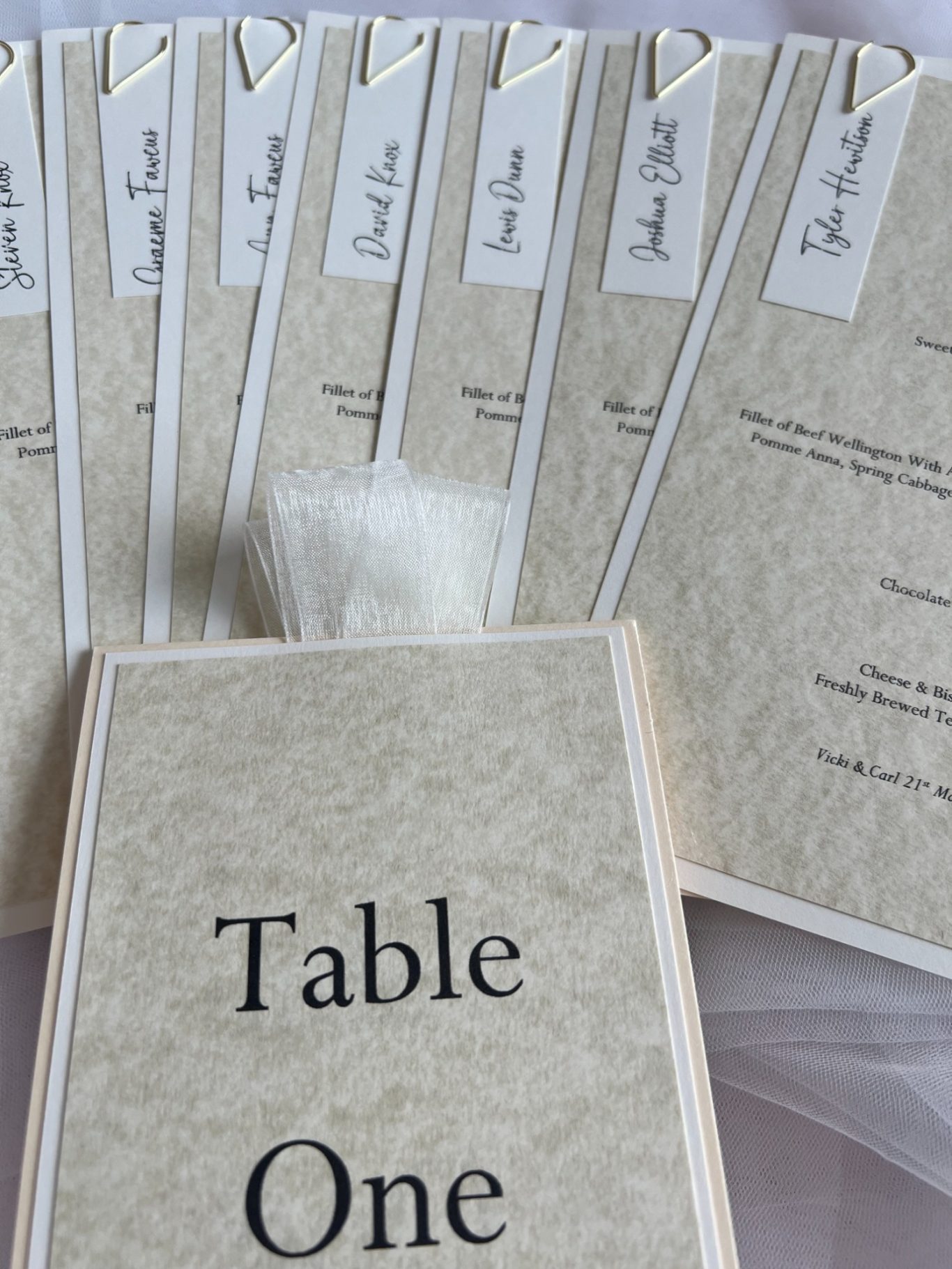 Personalised Menu Cards and table numbers