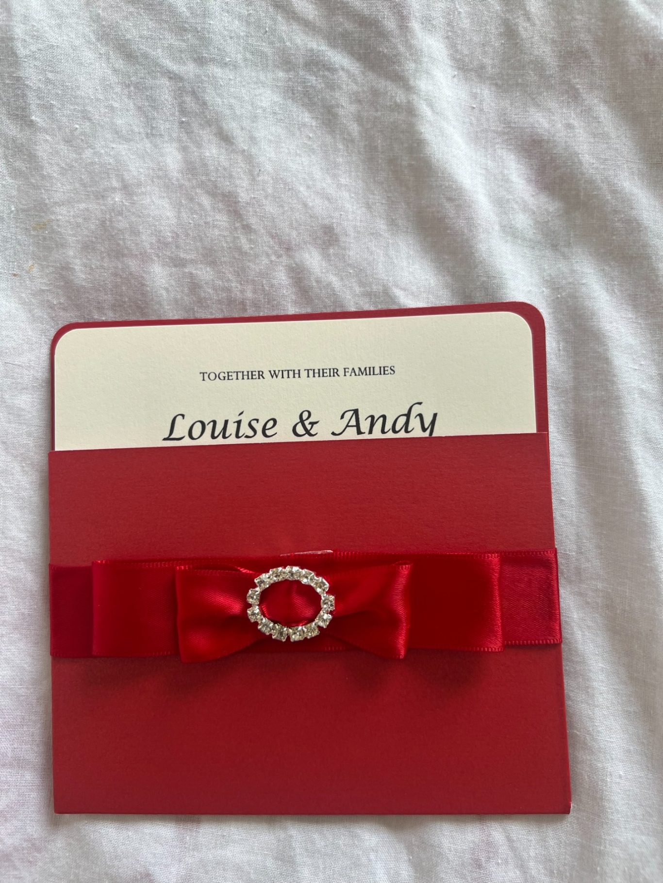 Red pocket and ribbon with ivory insert