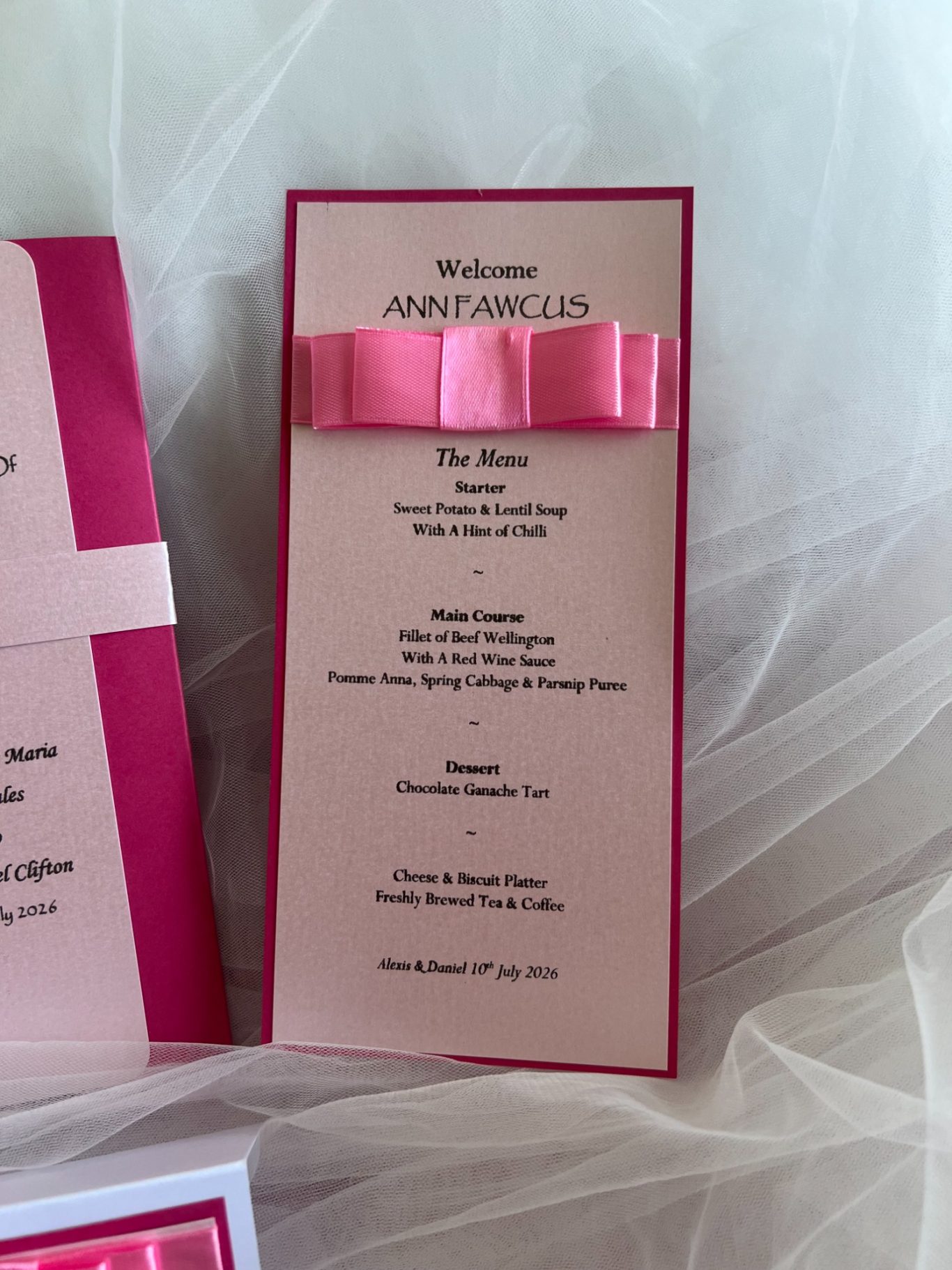 Personalised menu £2.50