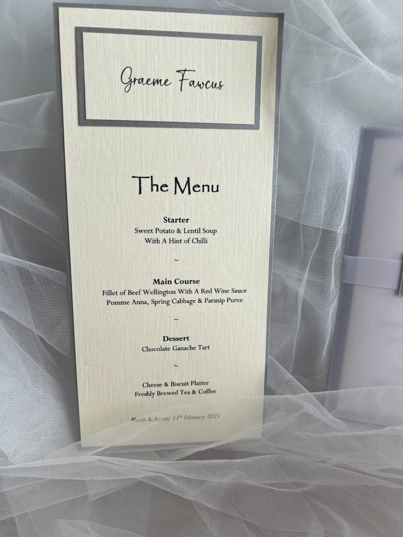 Personalised menu £2.50
