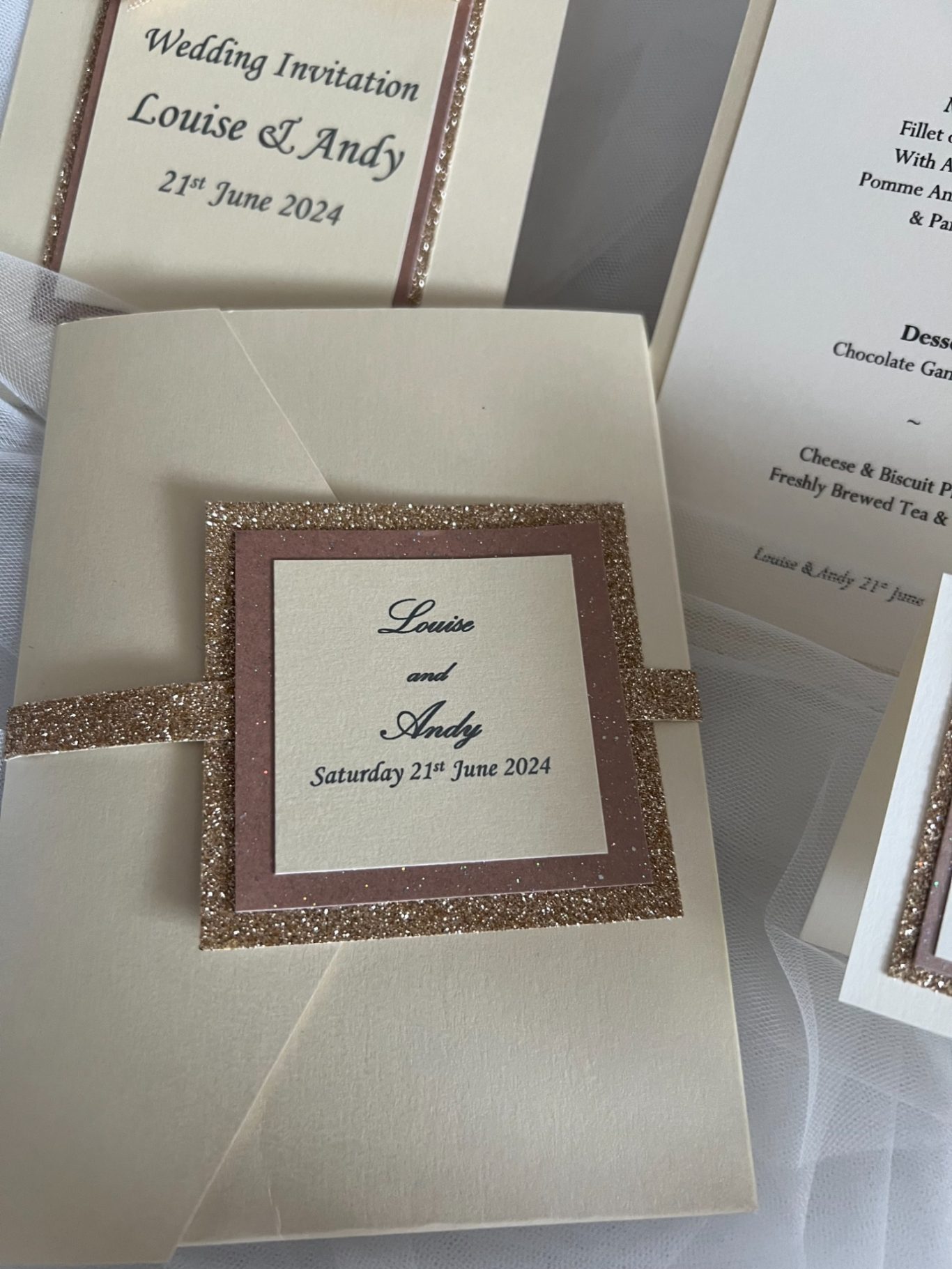 Pocketfold £4.75 including guest information card, reply card/envelope. Additional inserts can be added for 25p per insert card.