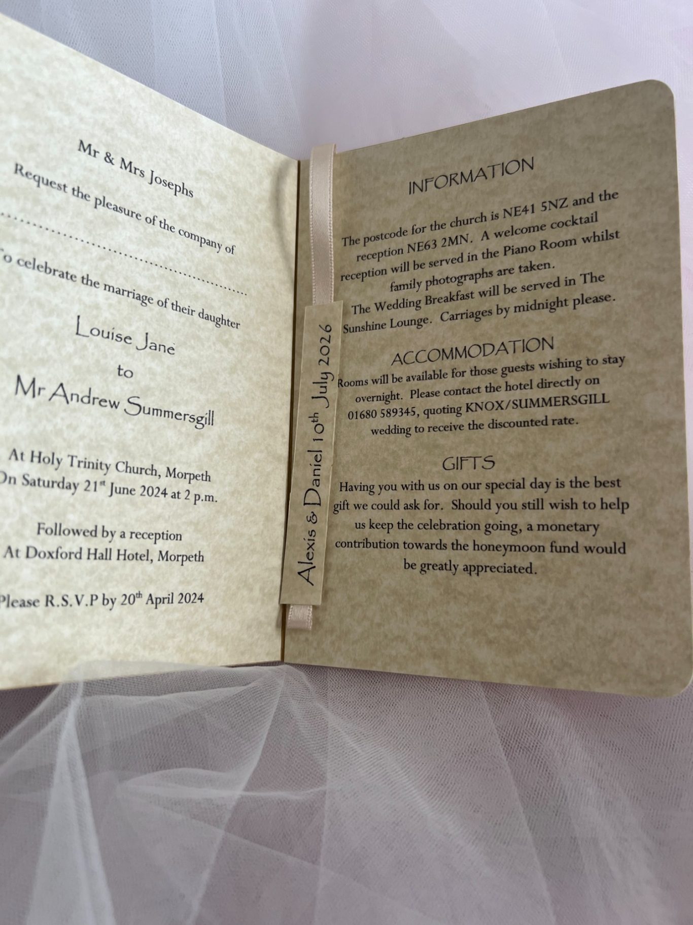 2 page invitation £3.00