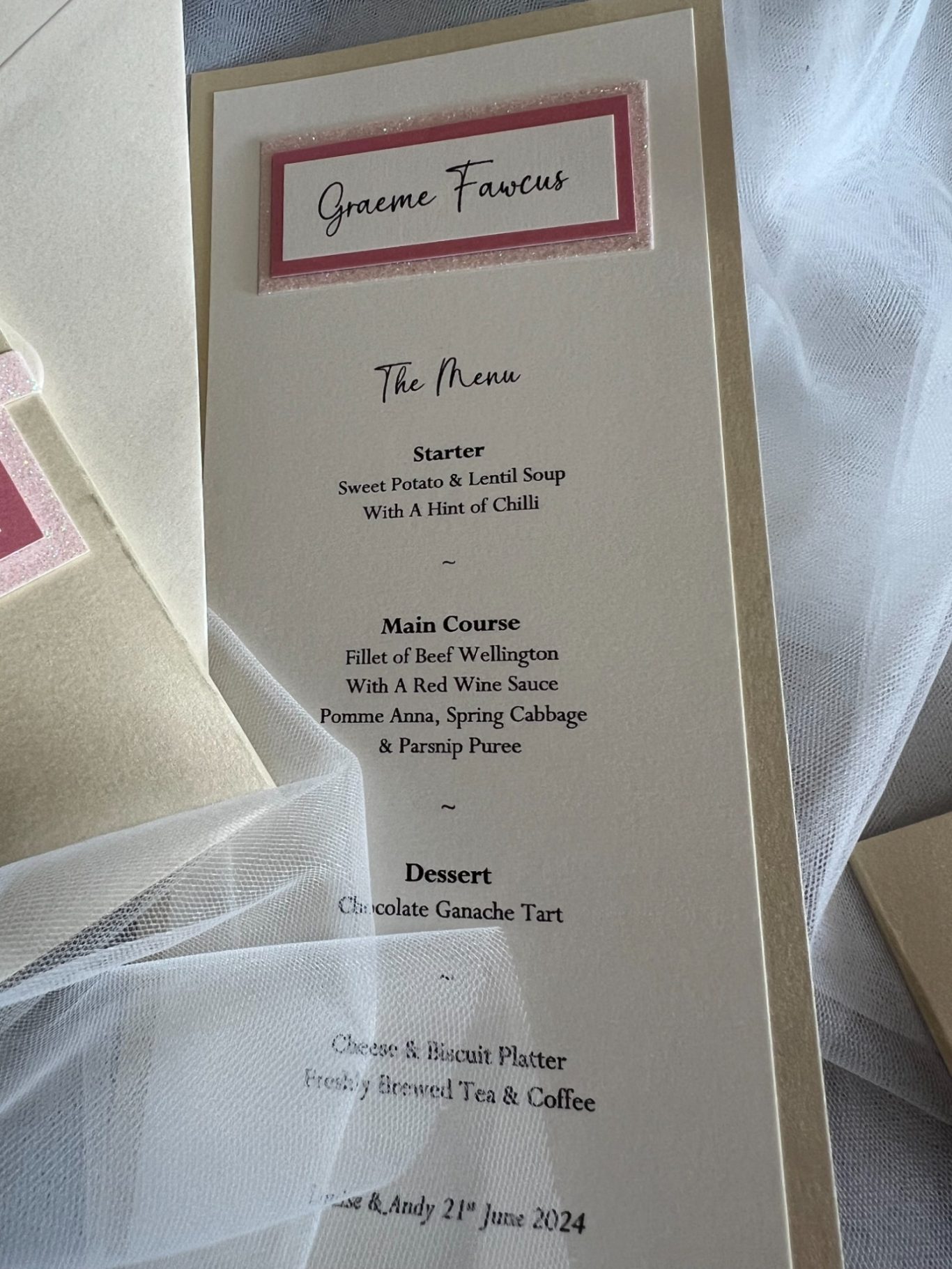 Personalised menu card £2.50