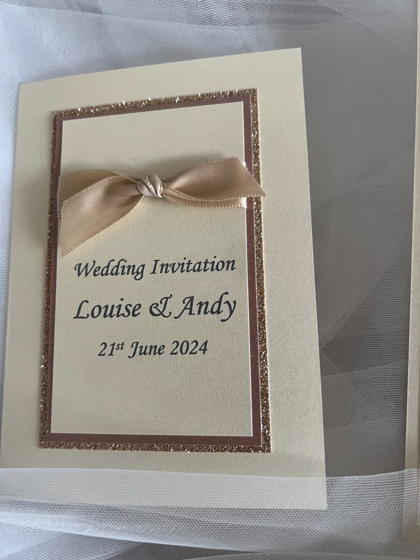 Traditional invitation £4.00 including reply card/envelope