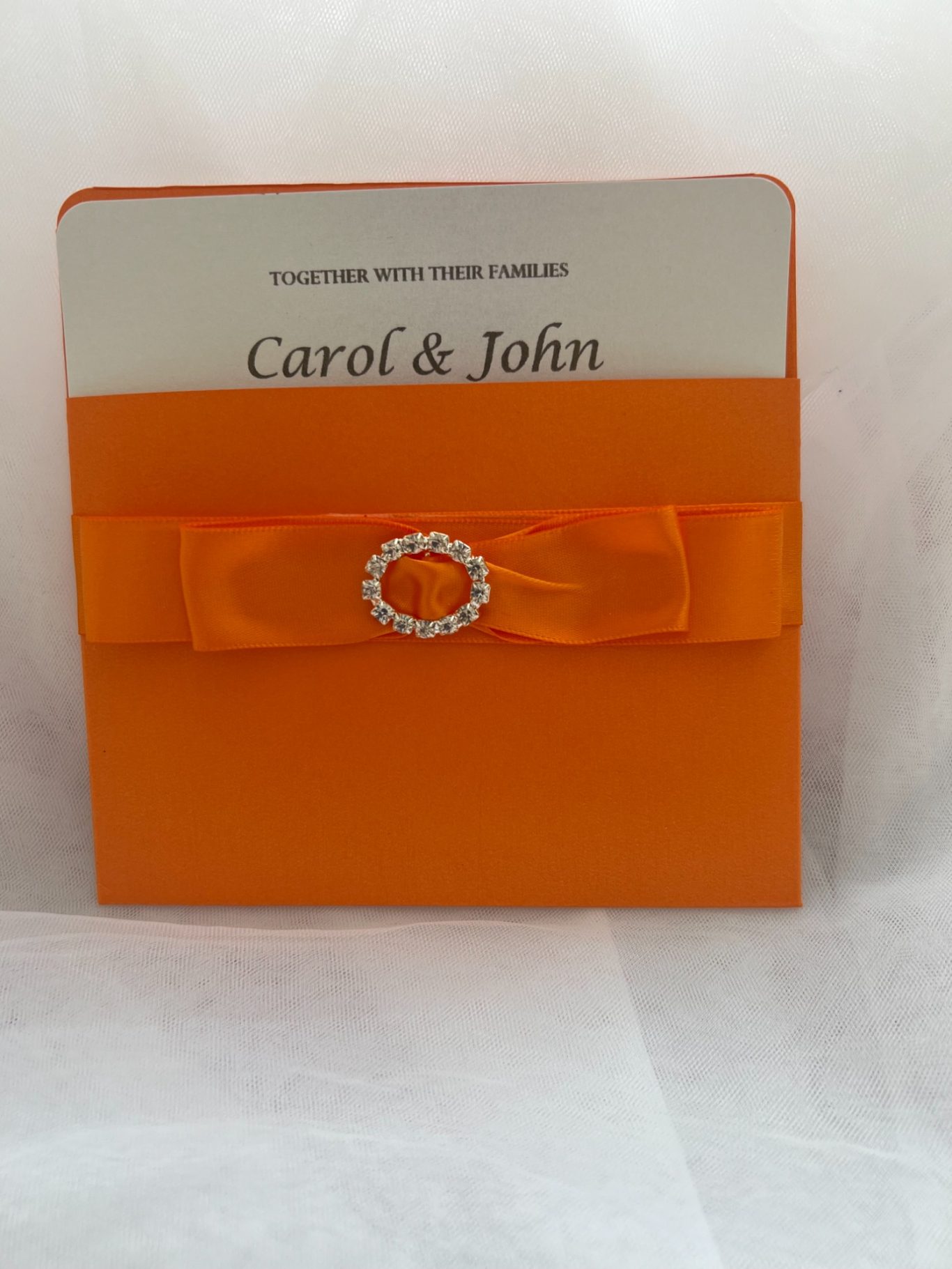 Orange Daiquiri pocket and ribbon with white pearlised insert