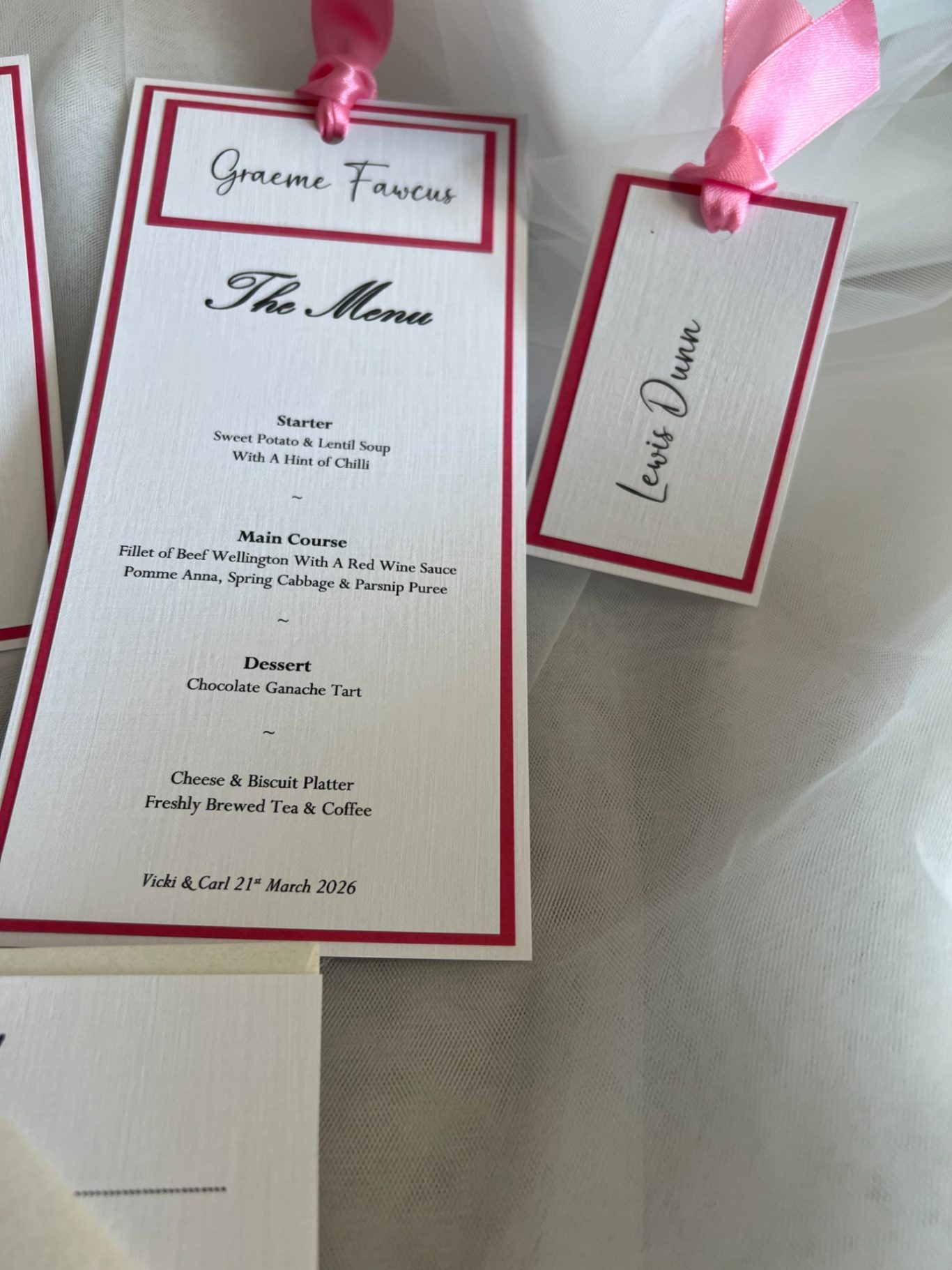 Personal menu cards £2.50