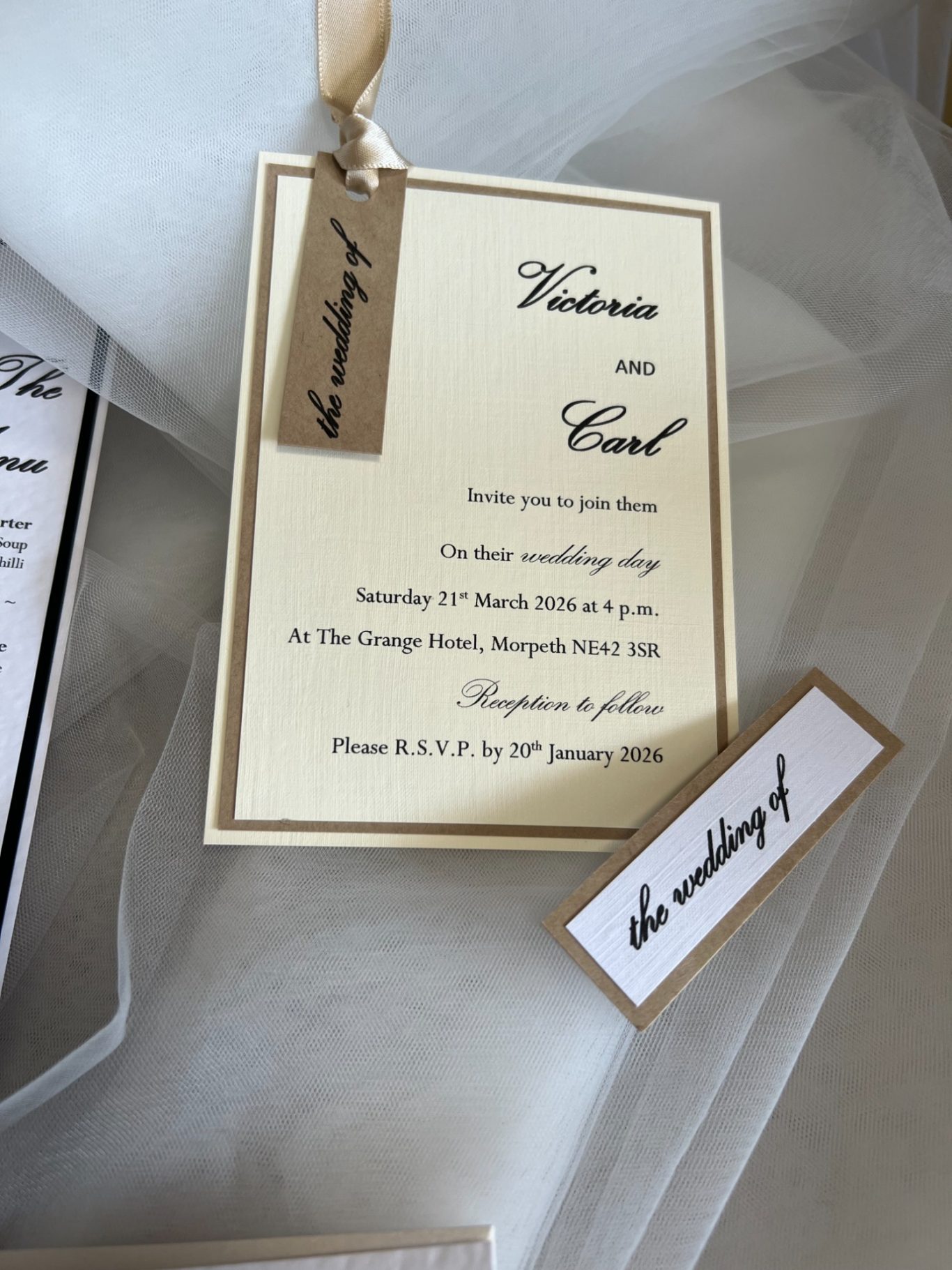 Invitation with ribbon tie instead of clip