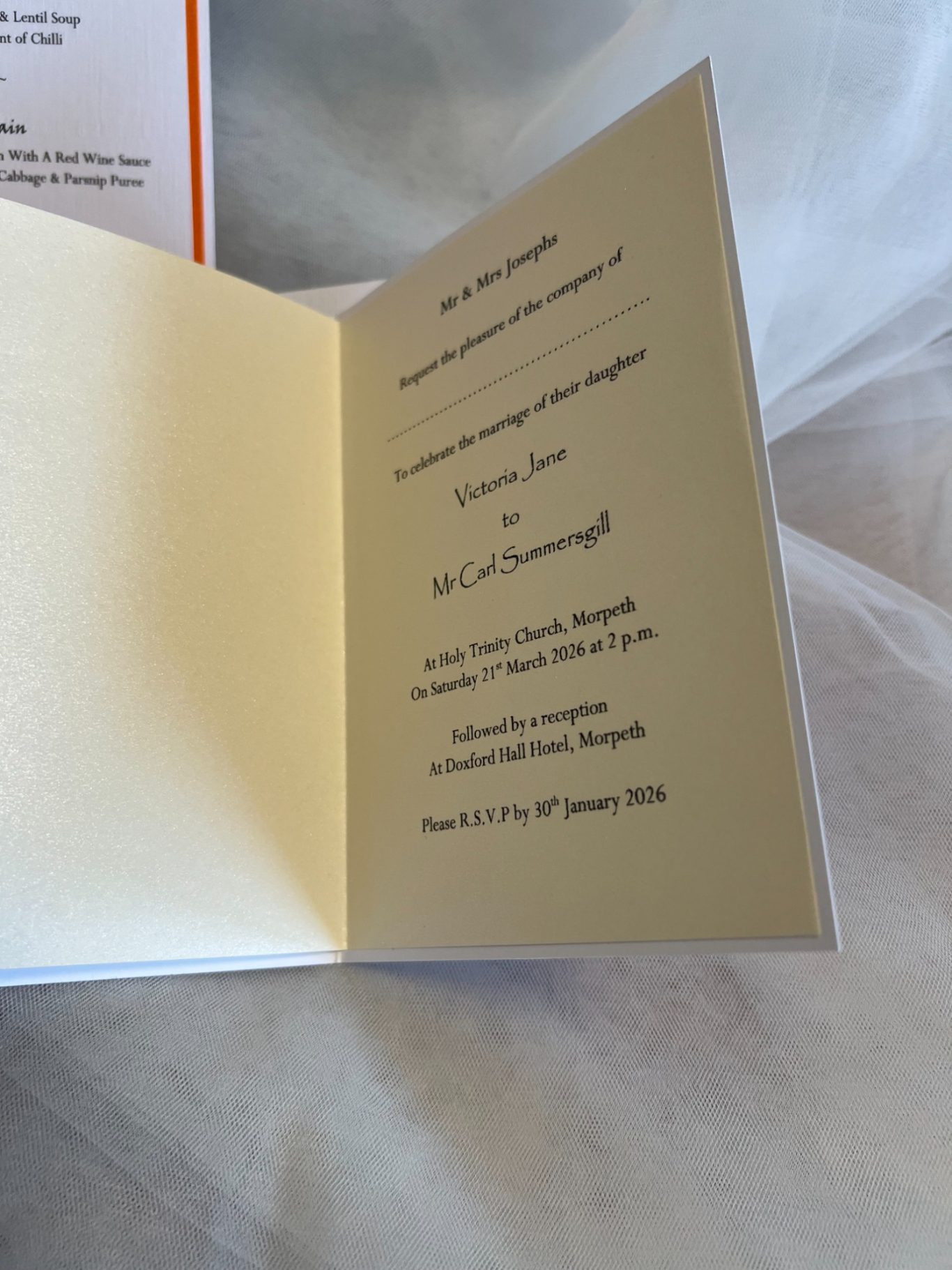 Insert on luxury pearlescent paper