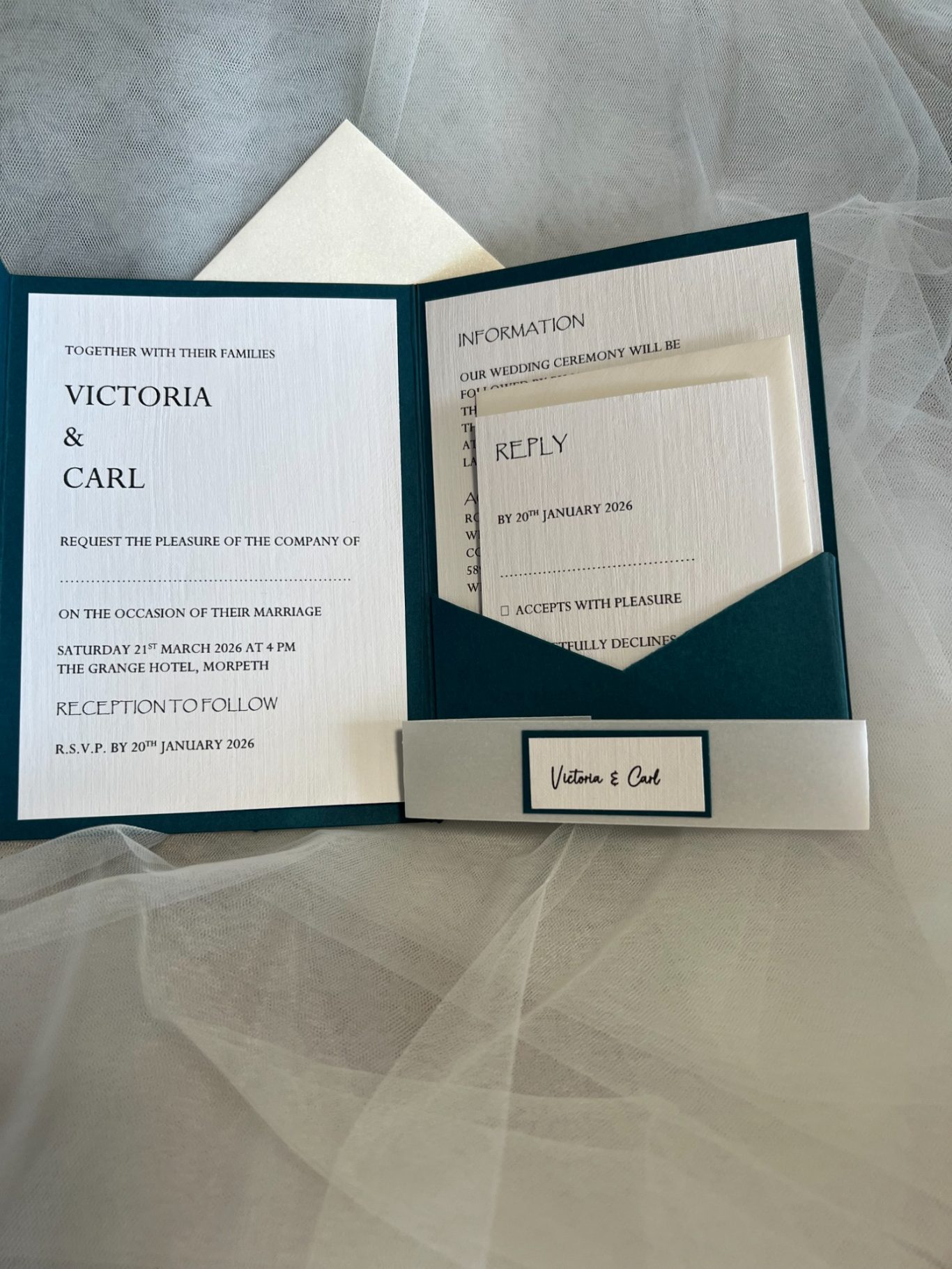 Invitation, guest information, reply card/envelope £4.50