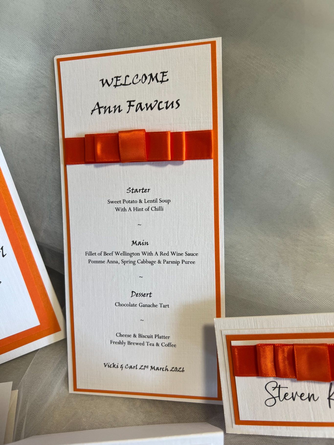 Personal menu card £2.50