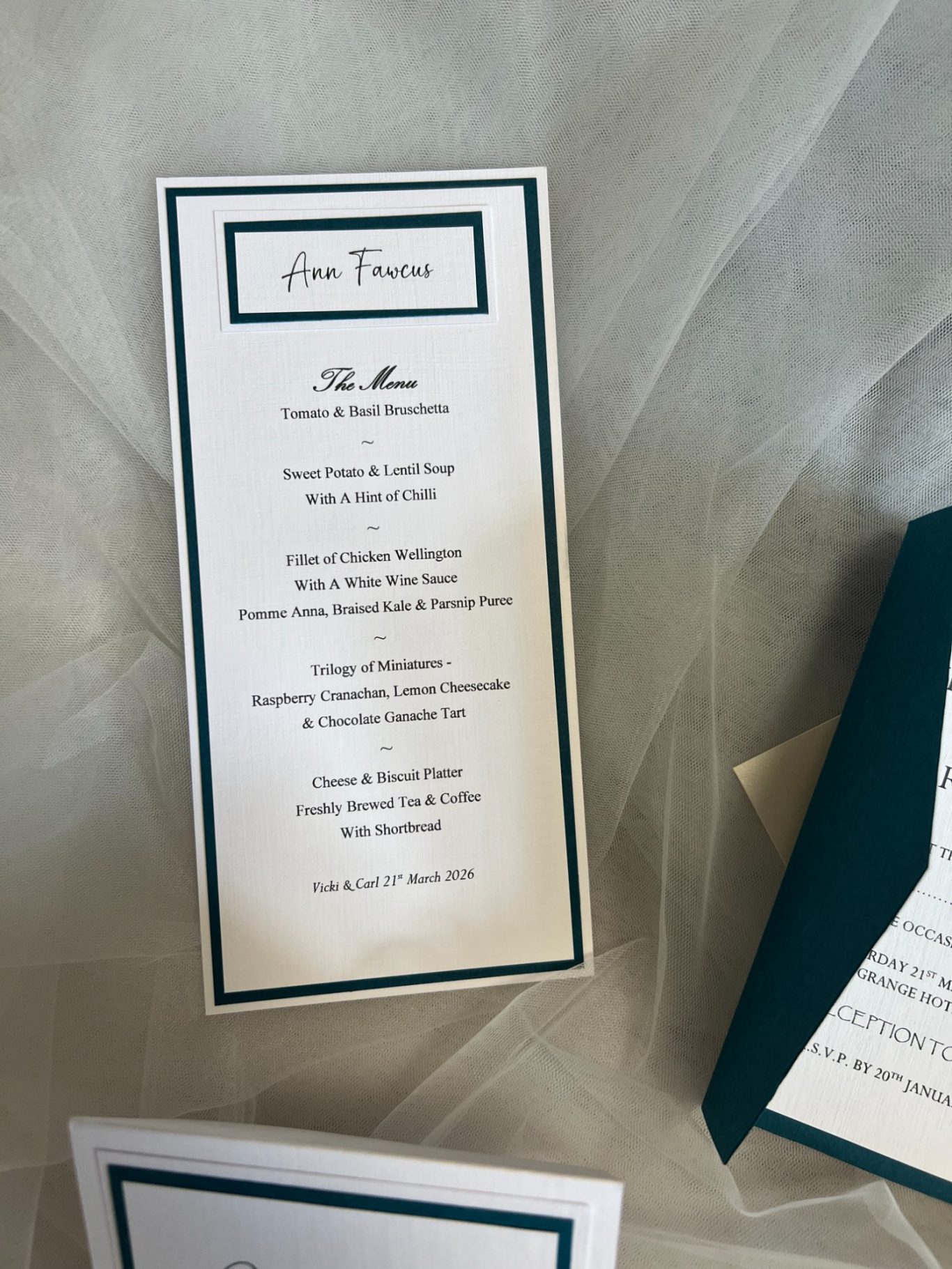 Personalised menu card £2.50