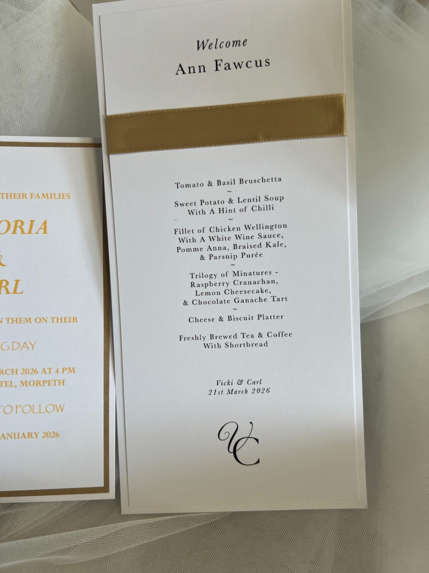 Personal menu cards £2.50