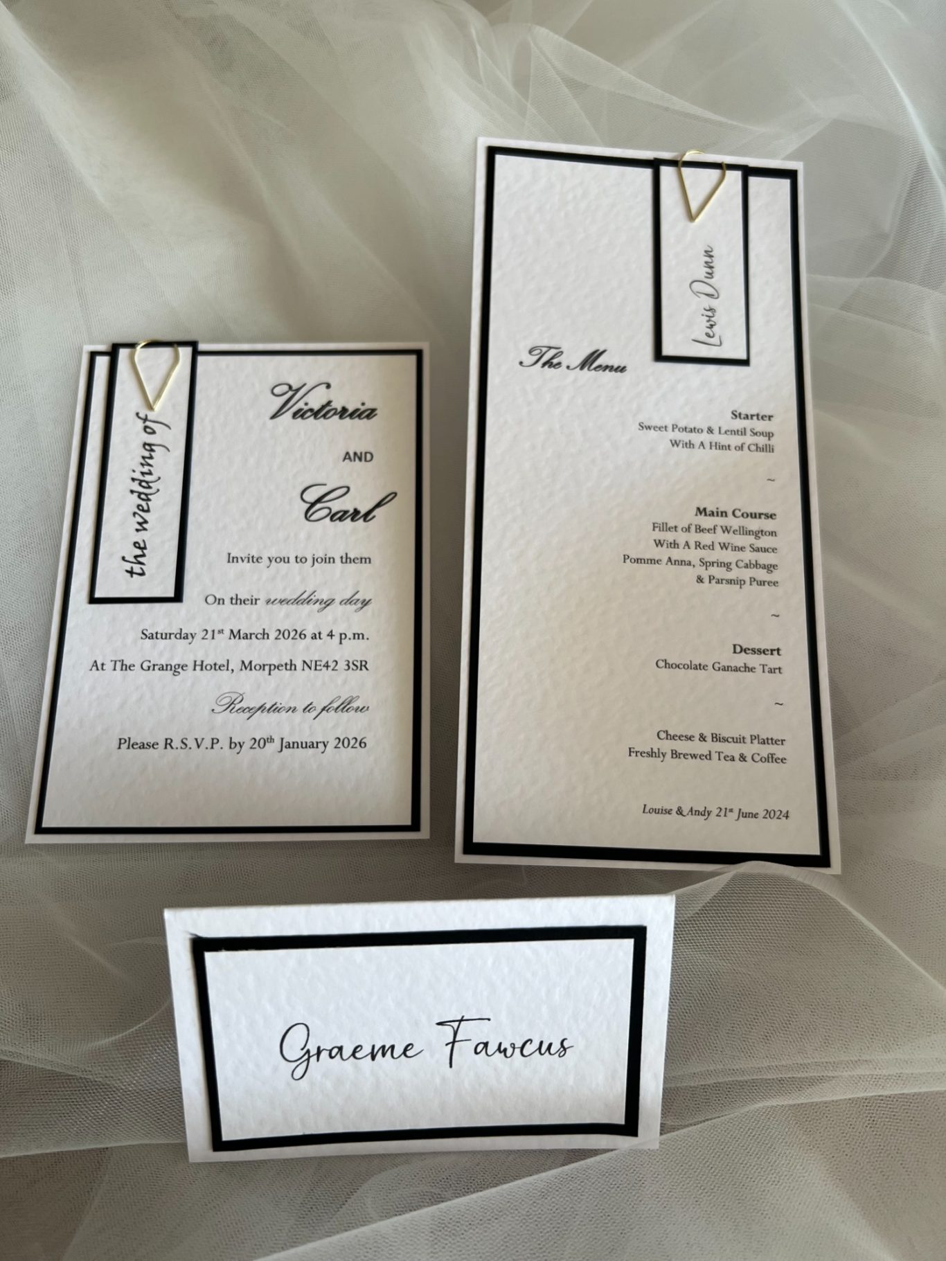 Personal menu cards £2.50