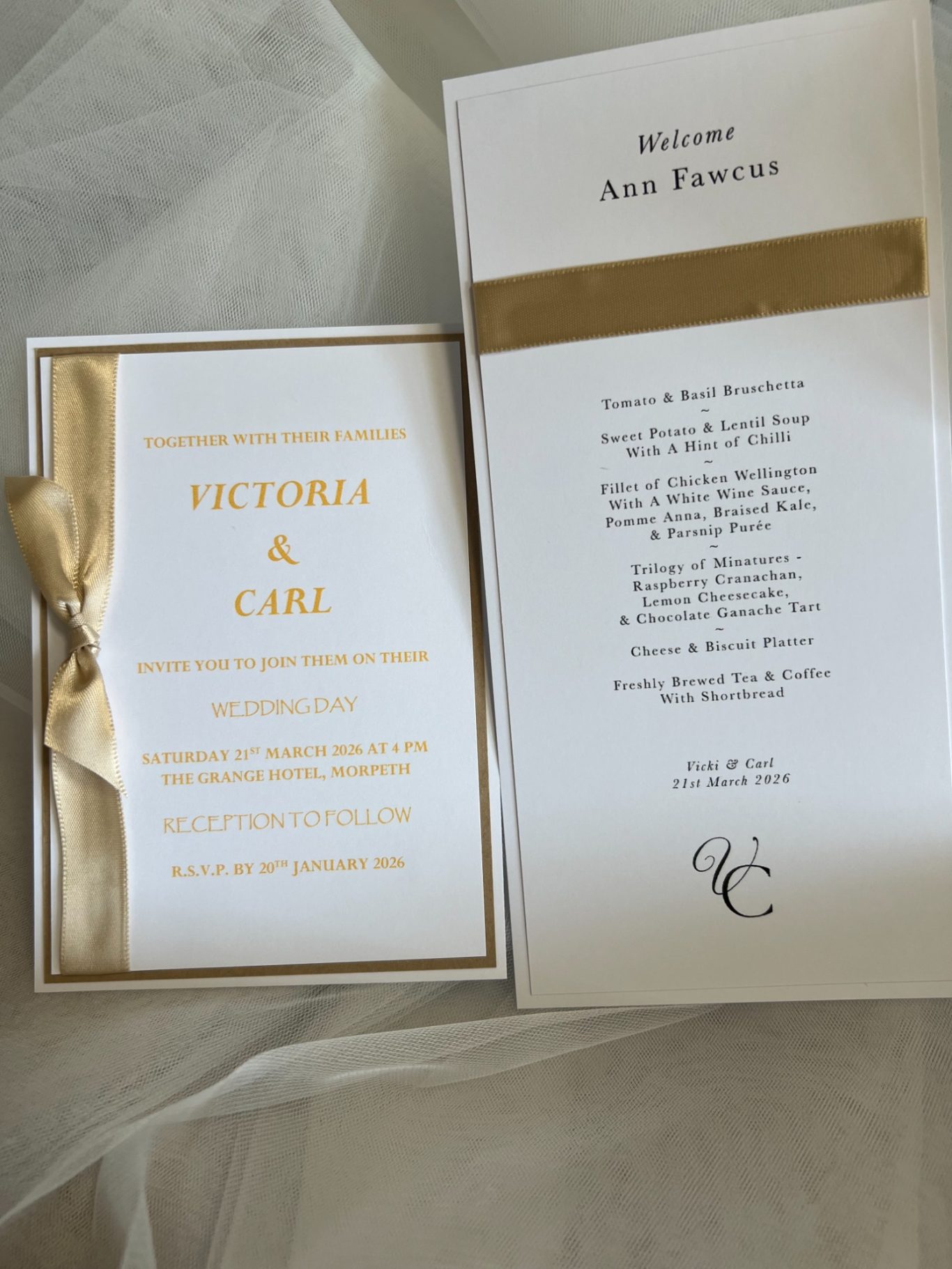 Personal menu cards £2.50